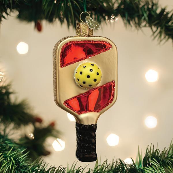 glass blown pickleball christmas ornament