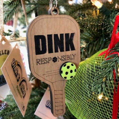 Wooden Pickleball Paddle Christmas Ornament