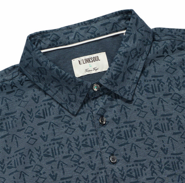 Linksoul Delray Polo Navy Heather Zuma Print