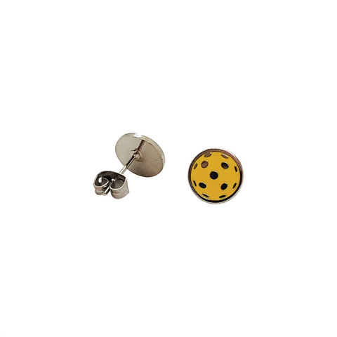 Pickleball earrings with yellow ball