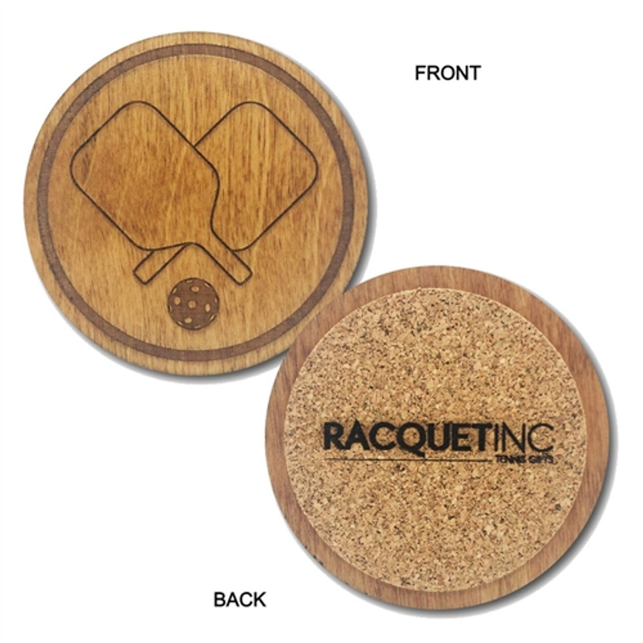 wooden pickleball coaster set of 6