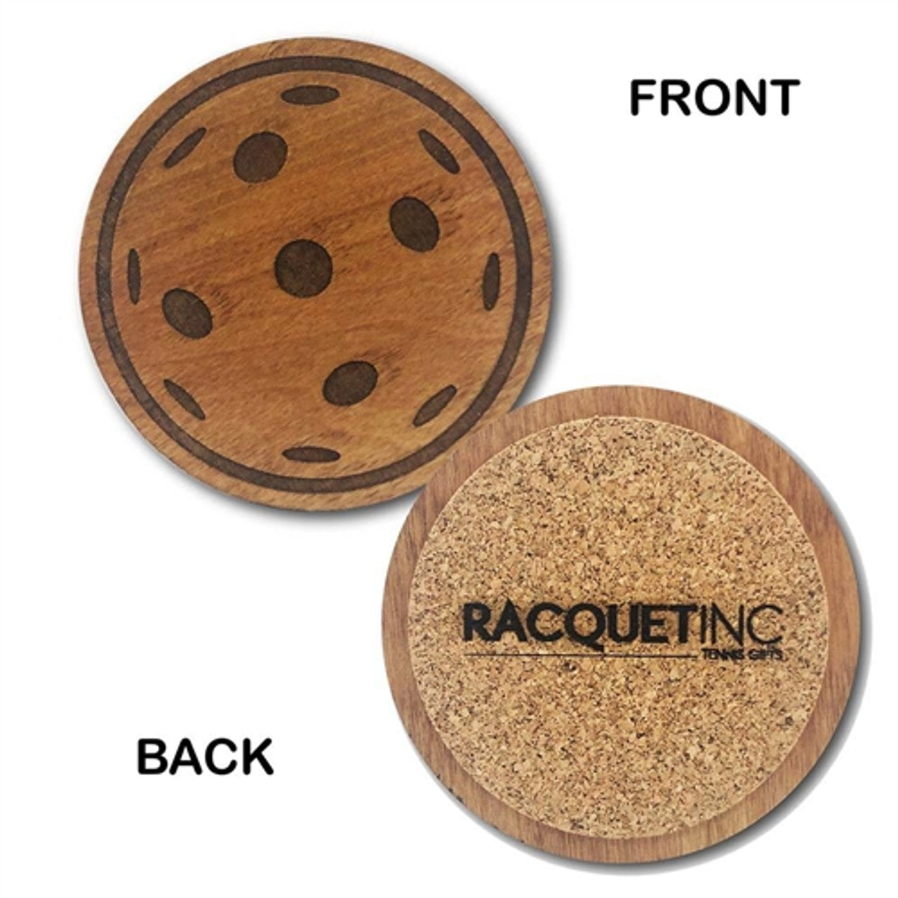 wooden pickleball coaster set of 6