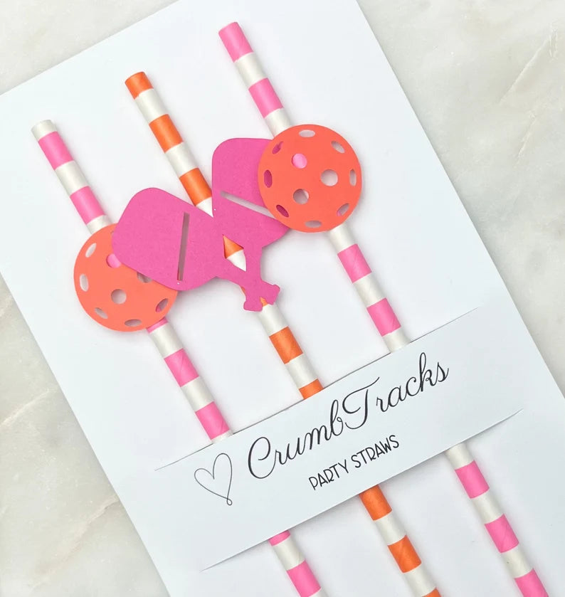 CT Pickleball Embellished Party Straws
