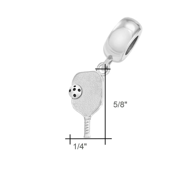 Sterling Silver Pickleball Paddle and Ball Bead Charm