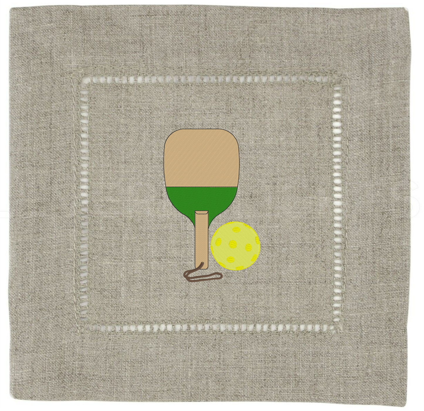 Embroidered Pickleball Cocktail Napkins