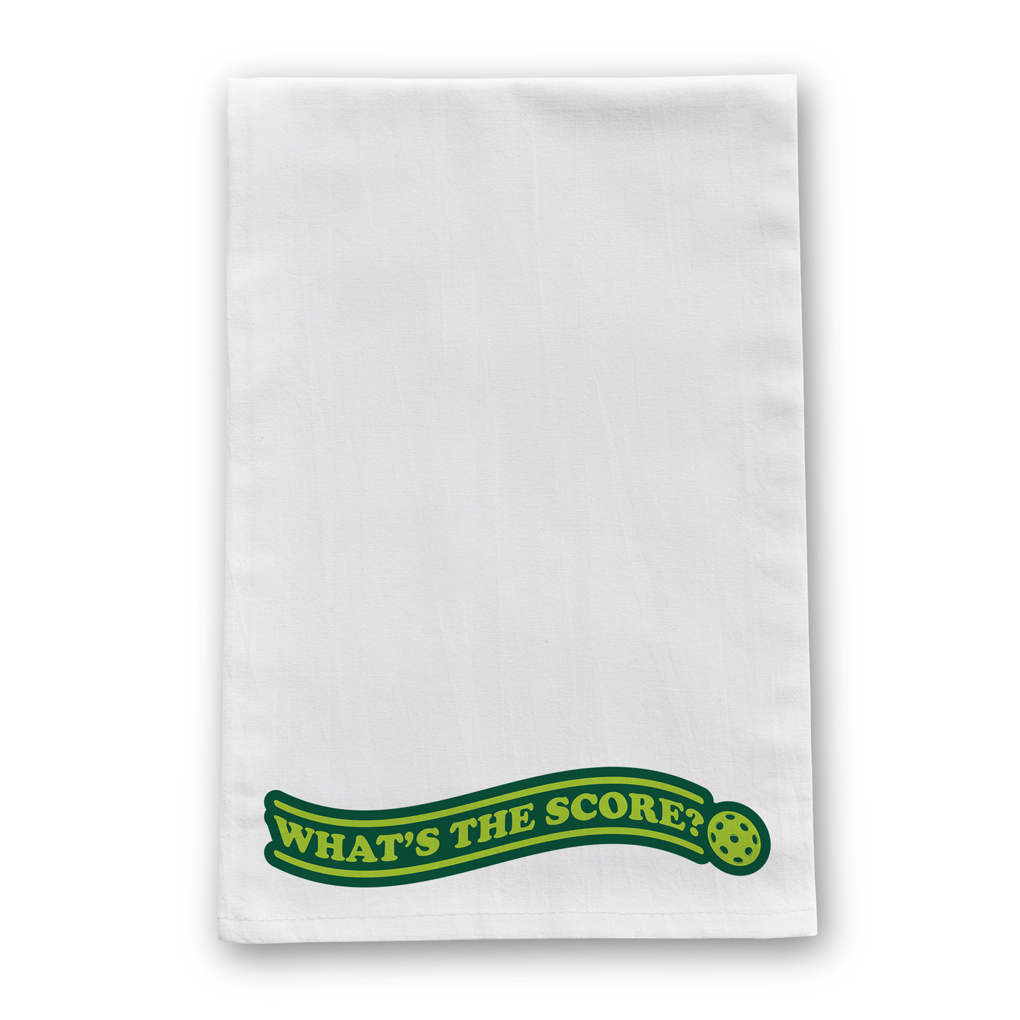 Tea Towel with What's the Score printed on it