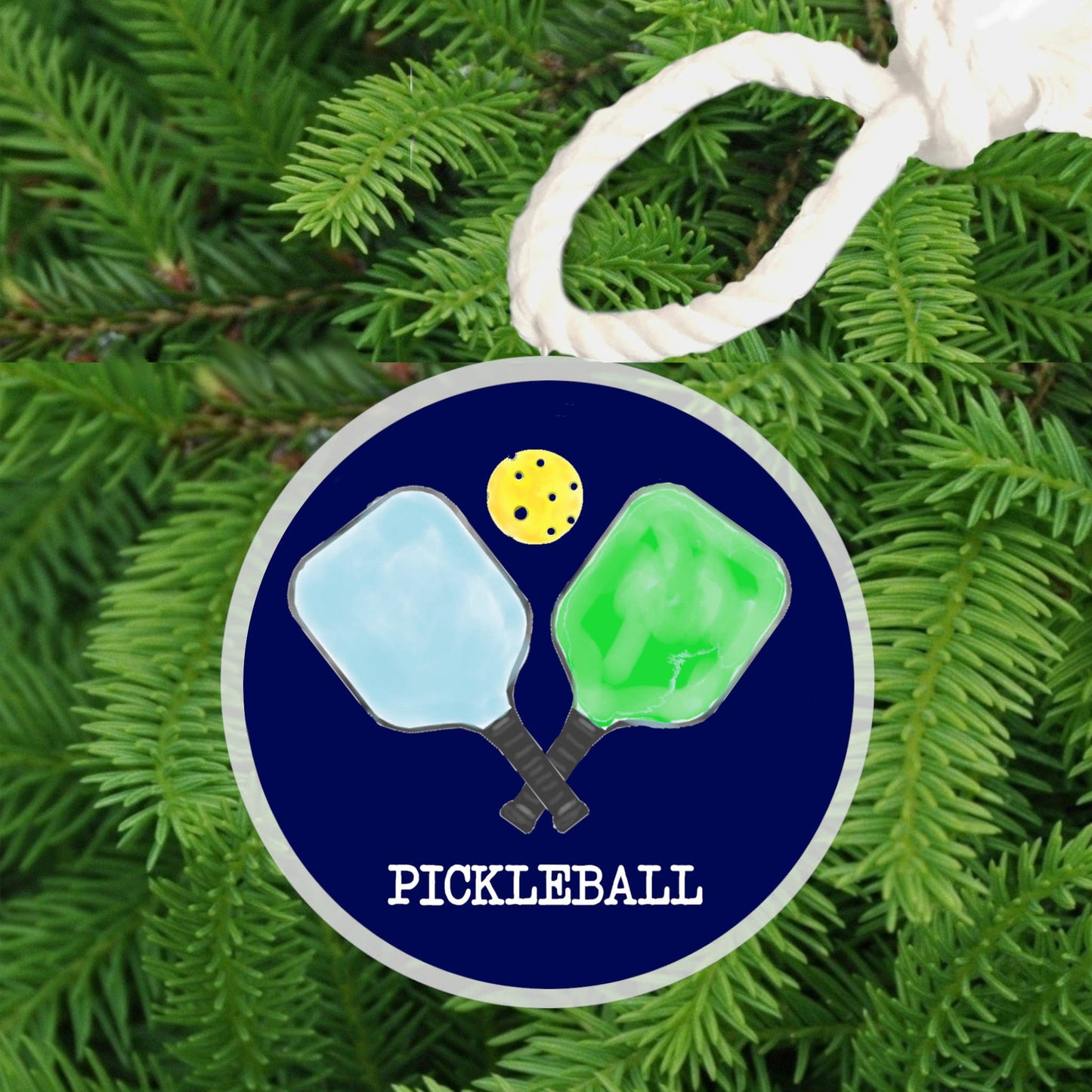 Crossed Pickleball Paddles Christmas Ornament