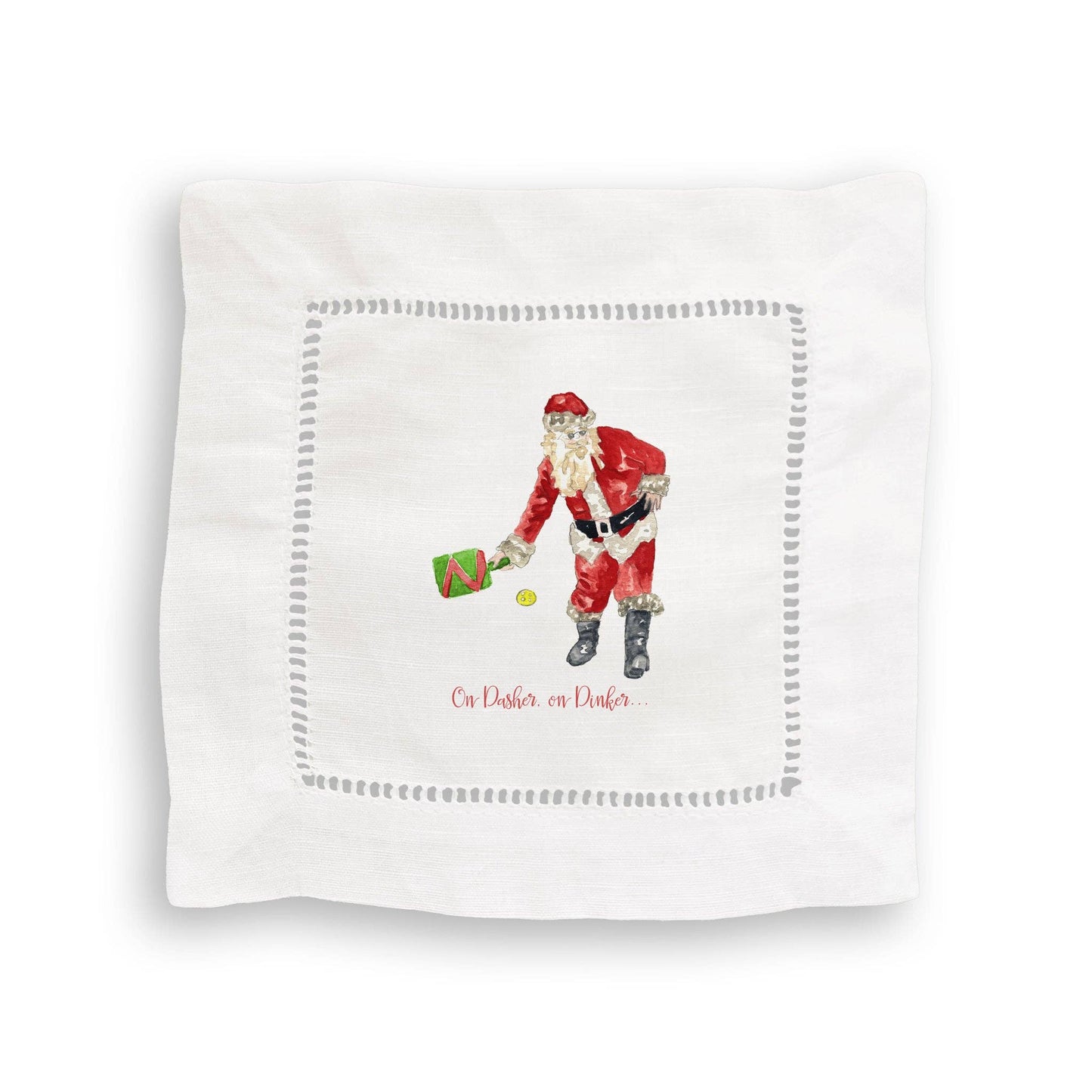 Linen Pickleball Santa Napkins