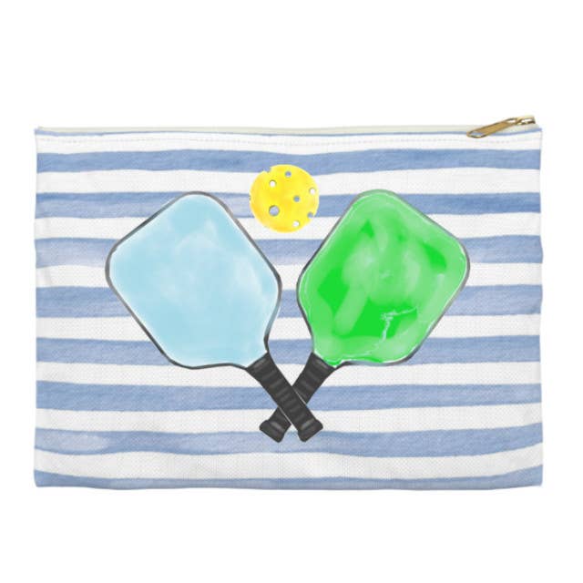 Canvas Pouch - Blue Stripes with Pickleball