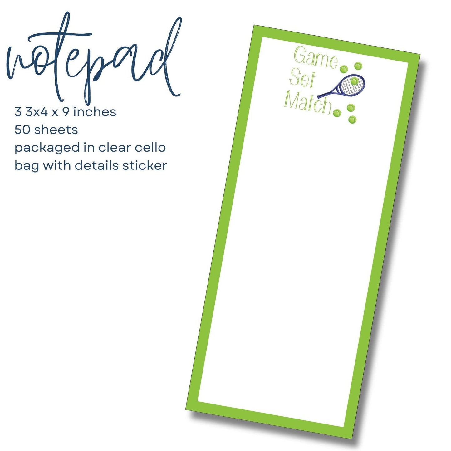 Tennis Game Set Match Notepad