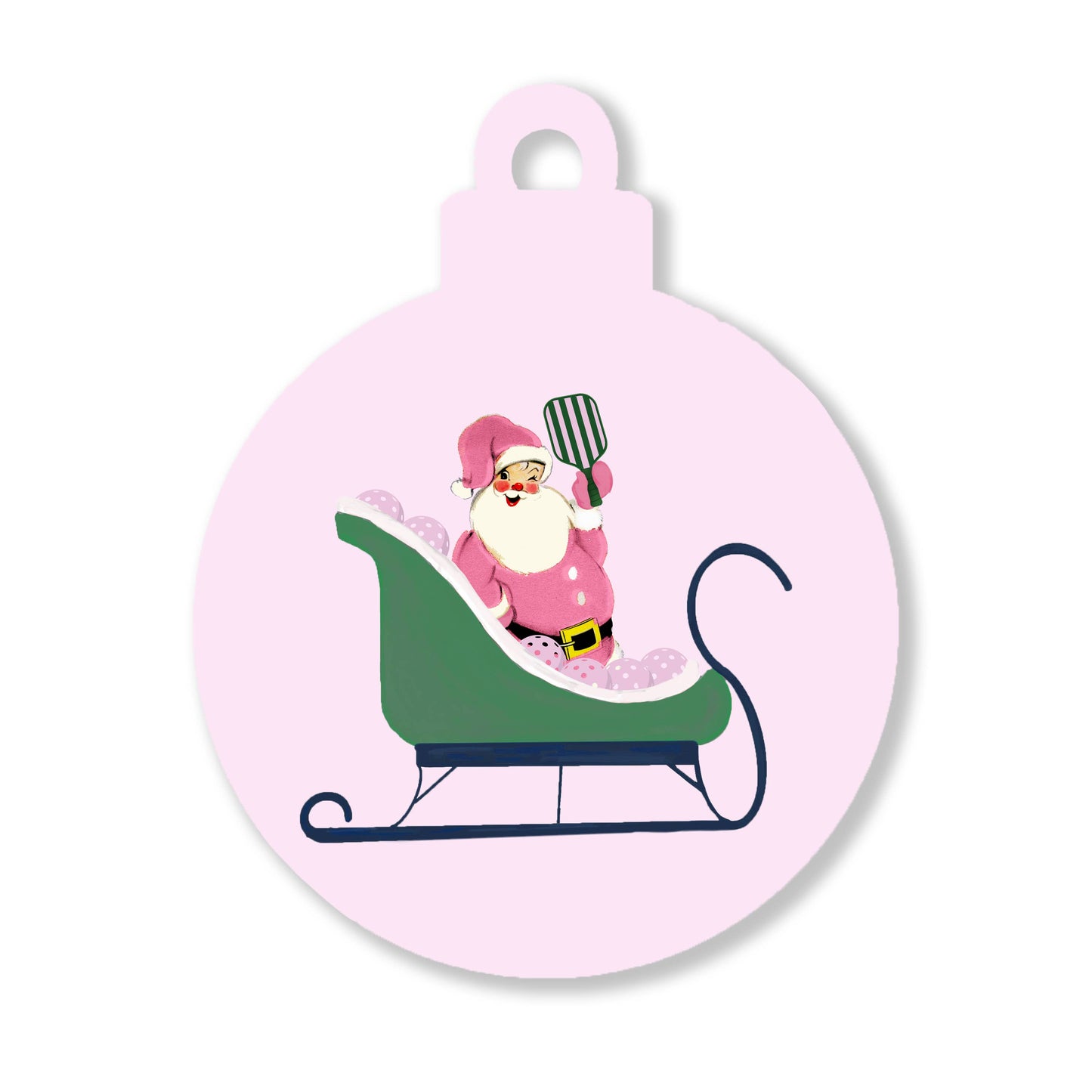 Pickleball Christmas Ornament with Santa on a Sleigh