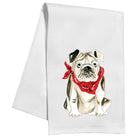 Handpainted Bulldog with Red Bandana Kitchen Towel - Dink & Volley Pickleball