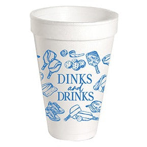 Blue Pickleball Toile Dinks and Drinks Styrofoam Cups - Dink & Volley Pickleball