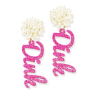 Hot Pink Glitter Dink Pickleball Earrings - Dink & Volley Pickleball