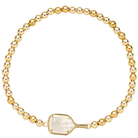 Pickleball Mother of Pearl Gold Beaded Bracelet: 7" - Dink & Volley Pickleball