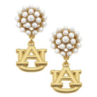 Auburn Tigers Pearl Cluster 24K Gold Plated Logo Earrings - Dink & Volley Pickleball