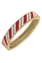 Candy Cane Lane Enamel Hinge Bangle in Red & Pink Stripes - Dink & Volley Pickleball