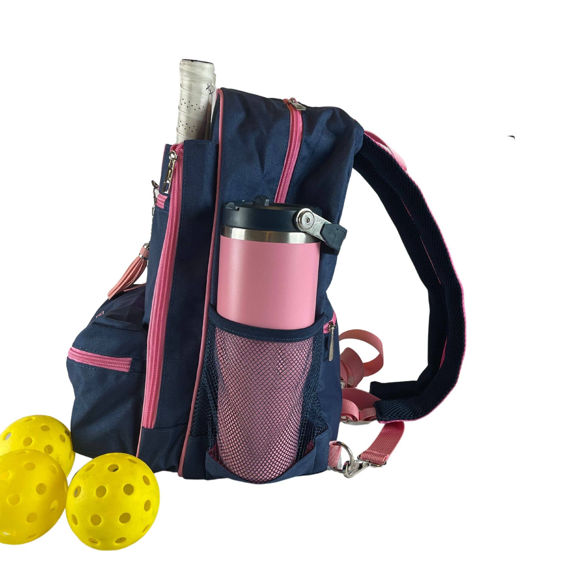 The Teddi Pickleball Backpack Navy Pink Dink Volley Pickleball