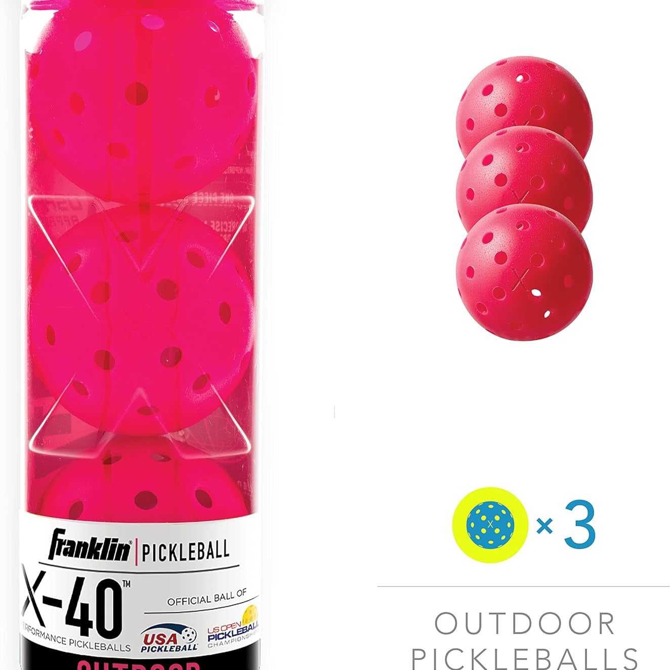 Franklin X-40 Pickleball balls in Red 3 pack