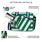 The Lola Pickleball Tote Bag Green Stripe - Dink & Volley Pickleball