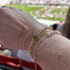 Football Gold Stretch Bracelet in Orange Goldstone