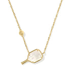 Pickleball Gold Short Pendant Necklace in White Mother-of-Pearl