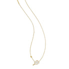 Pickleball Gold Short Pendant Necklace in White Mother-of-Pearl