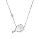 Pickleball Silver Short Pendant Necklace in White Mother-of-Pearl