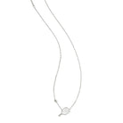 Pickleball Silver Short Pendant Necklace in White Mother-of-Pearl