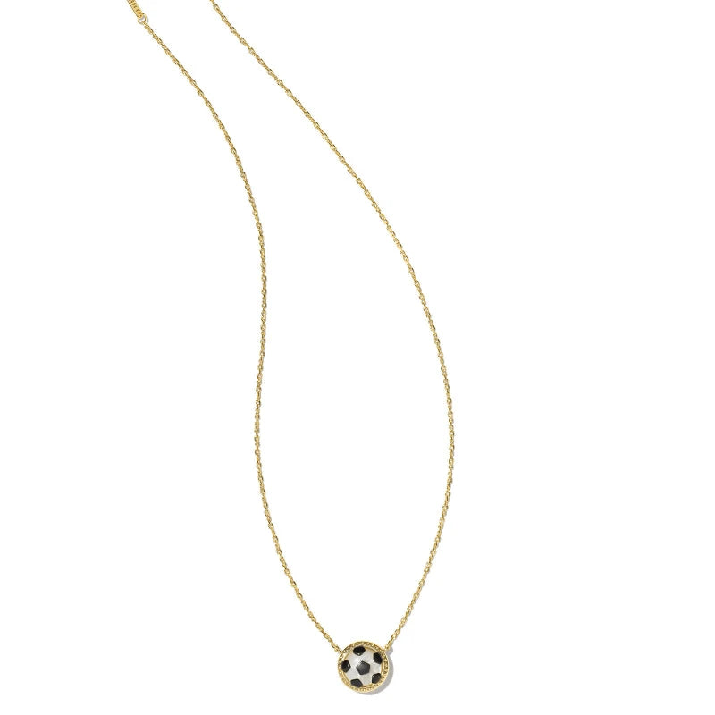 Soccer Gold Short Pendant Necklace in White Mother-of-Pearl