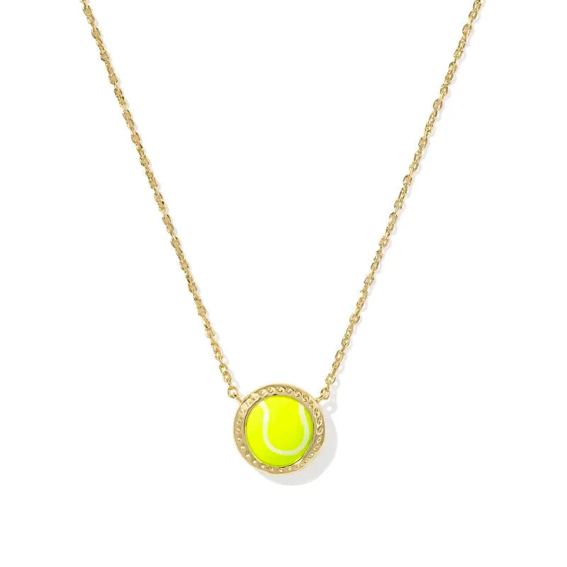 Tennis Gold Short Pendant Necklace in Chartreuse Magnesite