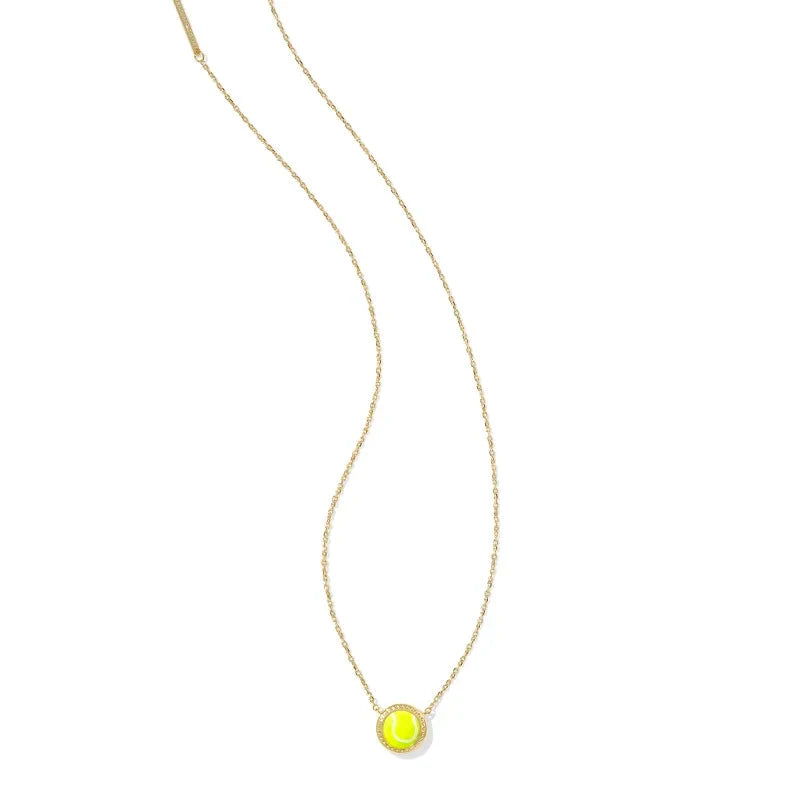 Tennis Gold Short Pendant Necklace in Chartreuse Magnesite