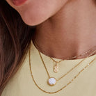 Volleyball Gold Short Pendant Necklace in White Mother-of-Pearl (Copy) - Dink & Volley Pickleball