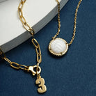 Volleyball Gold Short Pendant Necklace in White Mother-of-Pearl (Copy) - Dink & Volley Pickleball