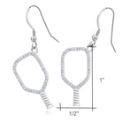 Silver Pickleball Open Paddle Earrings with CZ - Dink & Volley Pickleball