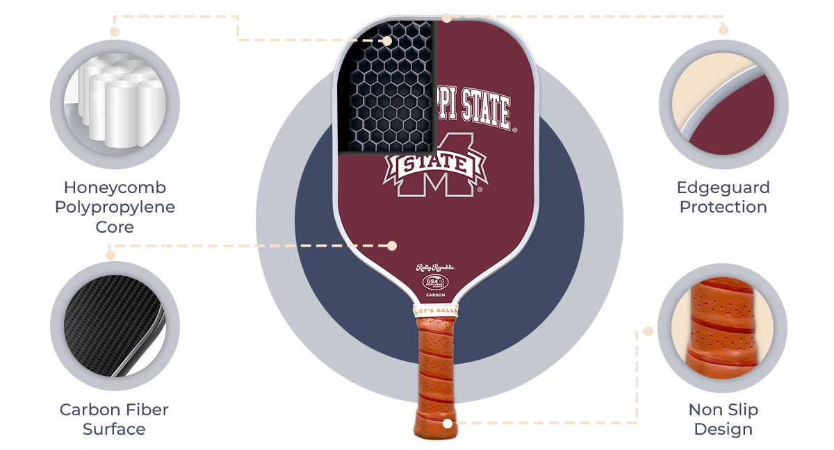 Mississippi State Bulldogs Maroon MSU Logo - Dink & Volley Pickleball