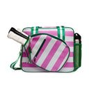 The Lola Pickleball Tote Bag Pink and Green Stripe - Dink & Volley Pickleball