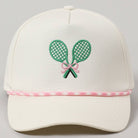 Tennis Racquets Ribbon Embroidery Trucker Hat: Pink / ONE SIZE - Dink & Volley Pickleball