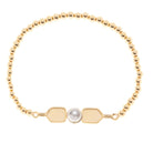 Gold Stretch Bracelet with Paddles and Pearl - Dink & Volley Pickleball