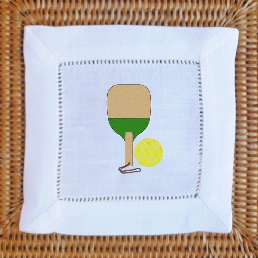 Pickleball Embroidered Cocktail Napkins - Dink & Volley Pickleball