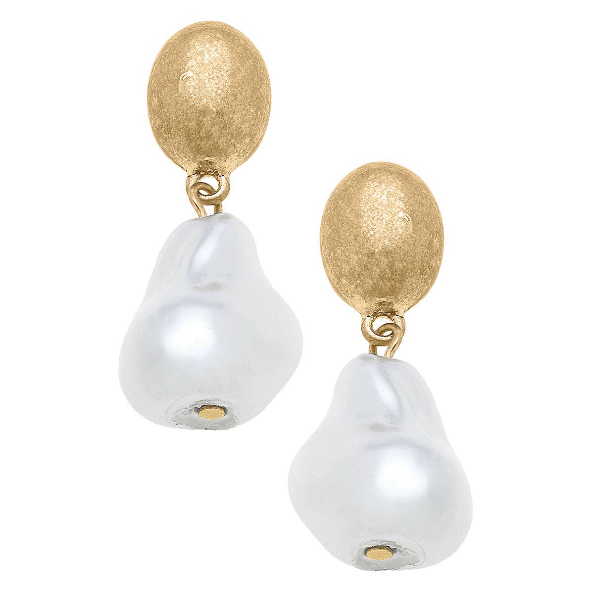 Lulu Baroque Pearl Drop Earrings in Worn Gold & Ivory - Dink & Volley Pickleball