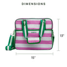 The Lola Pickleball Tote Bag Pink and Green Stripe - Dink & Volley Pickleball