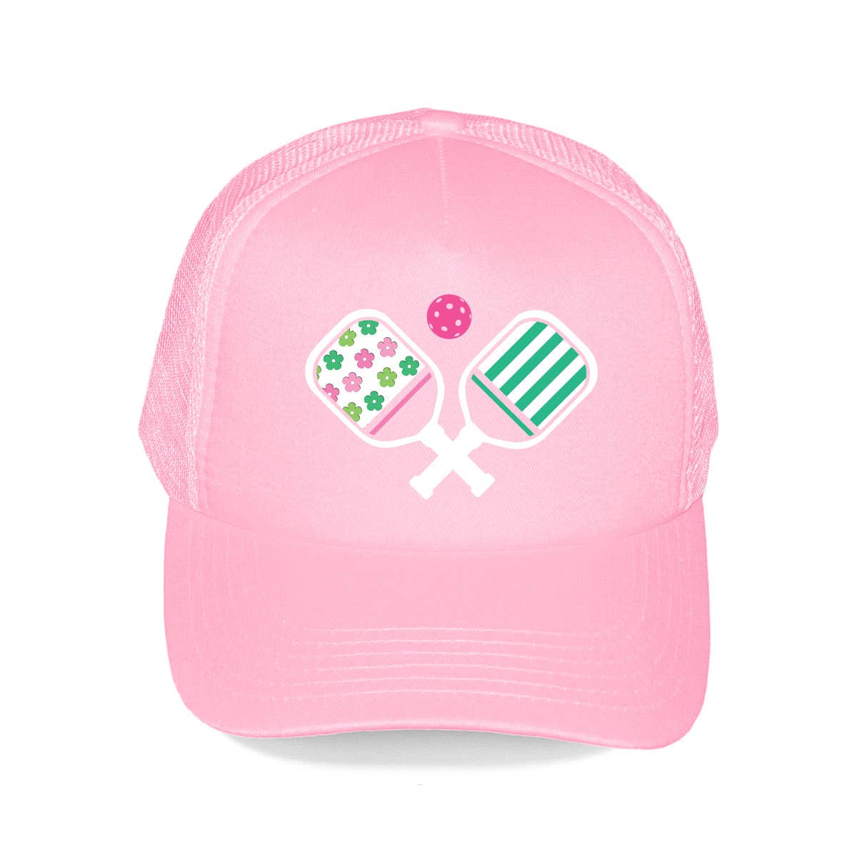 Pickleball Paddles Light Pink Trucker Hat - Dink & Volley Pickleball