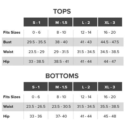 Dona Jo Size Chart