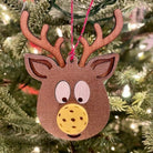 Wooden Reindeer with Pickleball Nose Christmas Ornament - Dink & Volley Pickleball