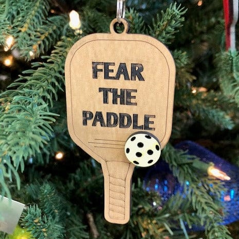 Wooden Pickleball Paddle Christmas Ornament