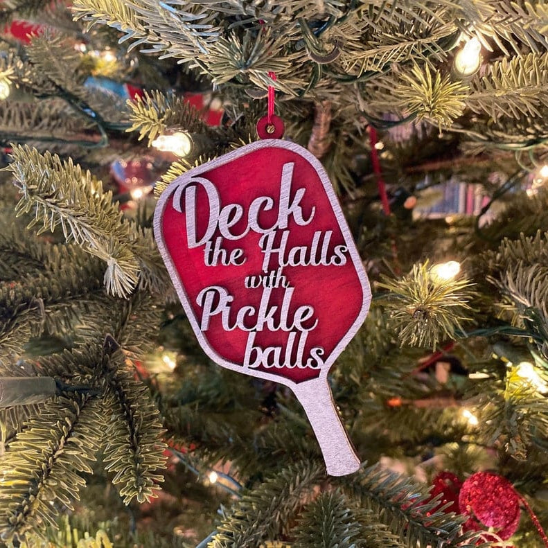 Deck the Halls with Pickleballs Christmas Ornament