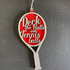 Wooden Tennis Racquet with Deck the Halls with Tennis Balls - Dink & Volley Pickleball