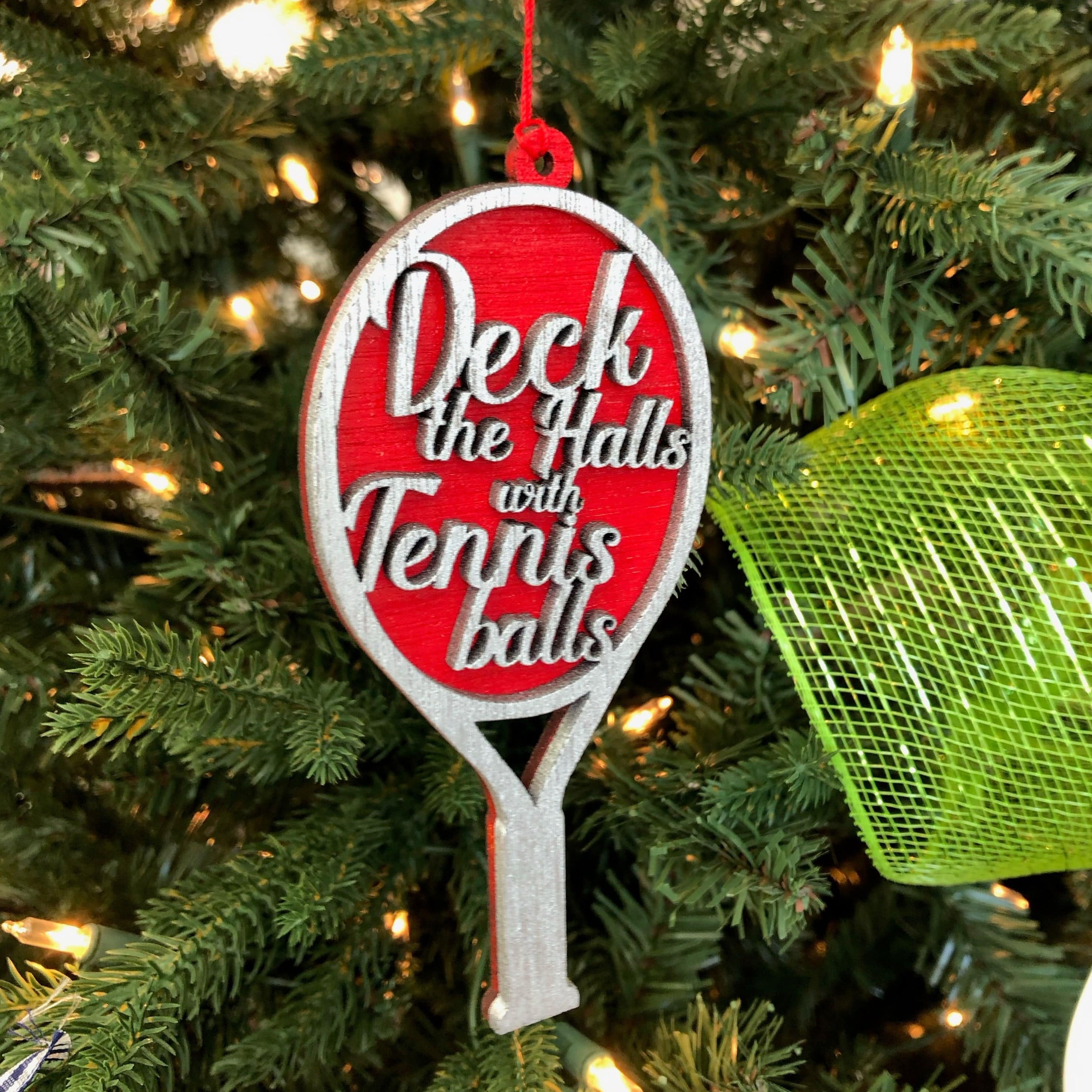 Wooden Tennis Christmas Ornament