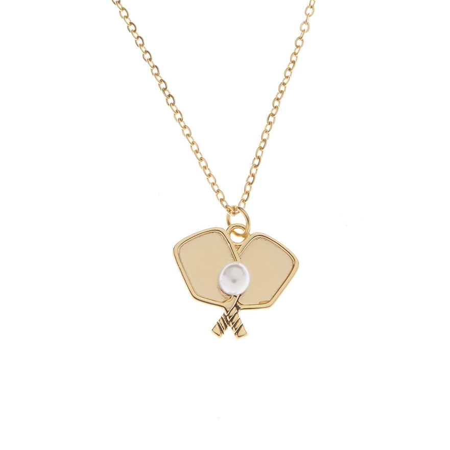 Gold and Pearl Pickleball Paddle Jewelry